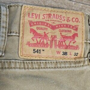 Levi's 541 Athletic Taper Pants Mens 38x32 Tan Khaki Stretch Denim Pants